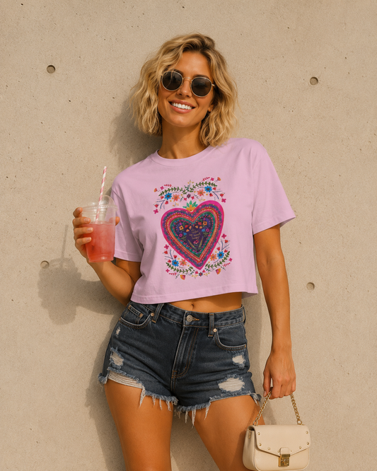 Tee | You Make My Heart Happy Crop Tee | Floral Heart Shirt