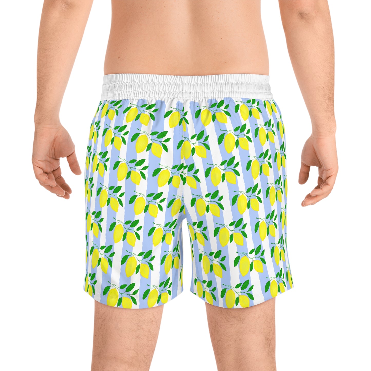 Men Swimwear | Lemon Stripe Swim Trunks | Men's Summer Beach Shorts