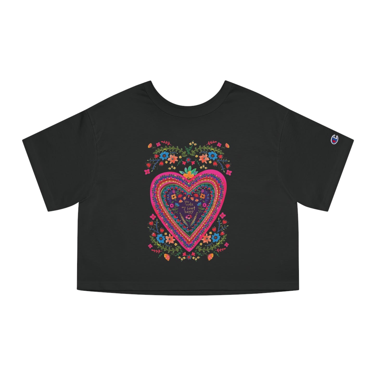 Tee | You Make My Heart Happy Crop Tee | Floral Heart Shirt
