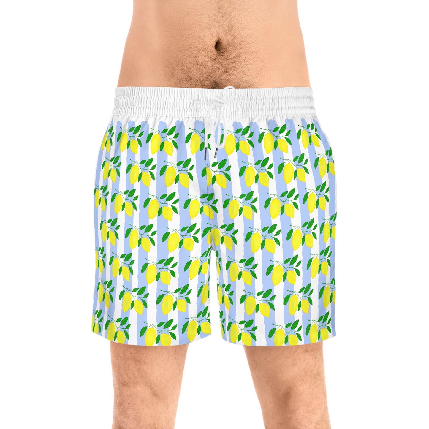 Men Swimwear | Lemon Stripe Swim Trunks | Men's Summer Beach Shorts
