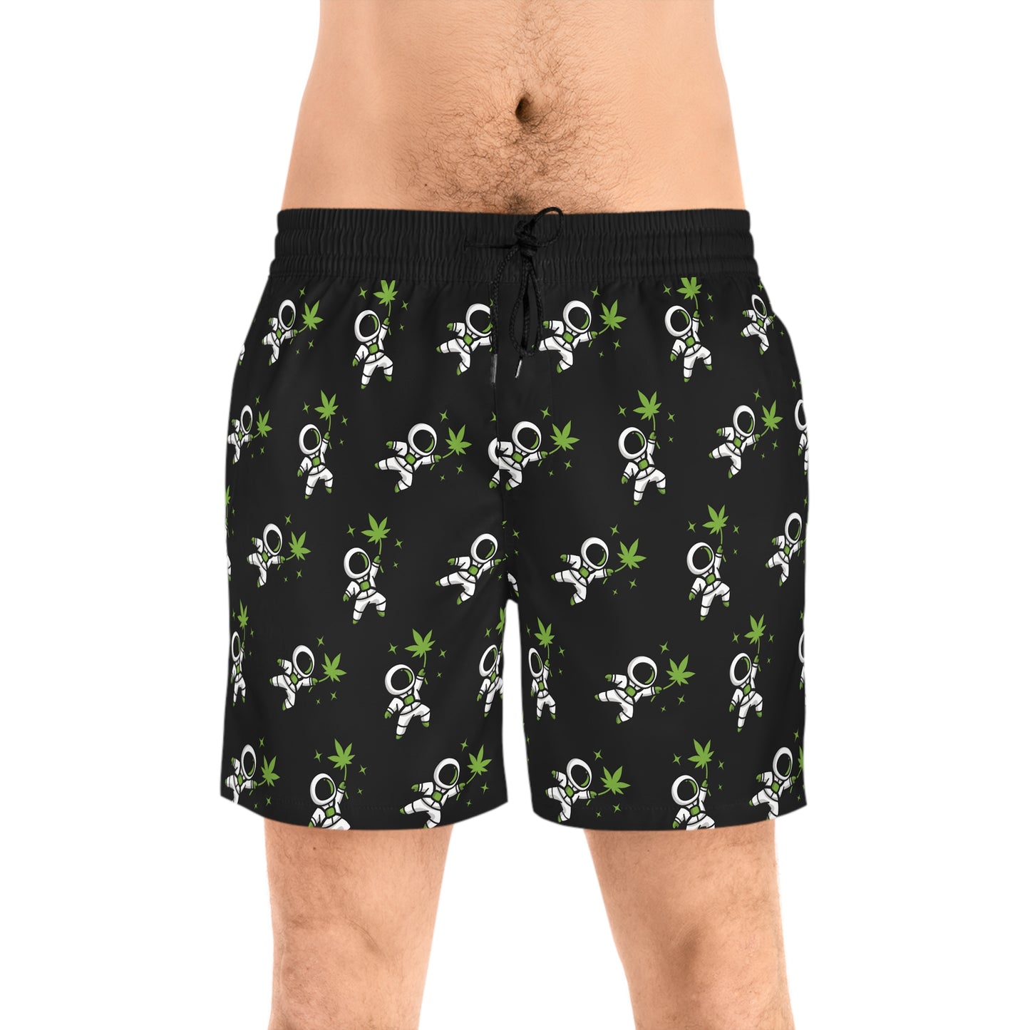 Men Swimwear | Custom Logo Pattern Swim Shorts | Black Branded Beach Shorts