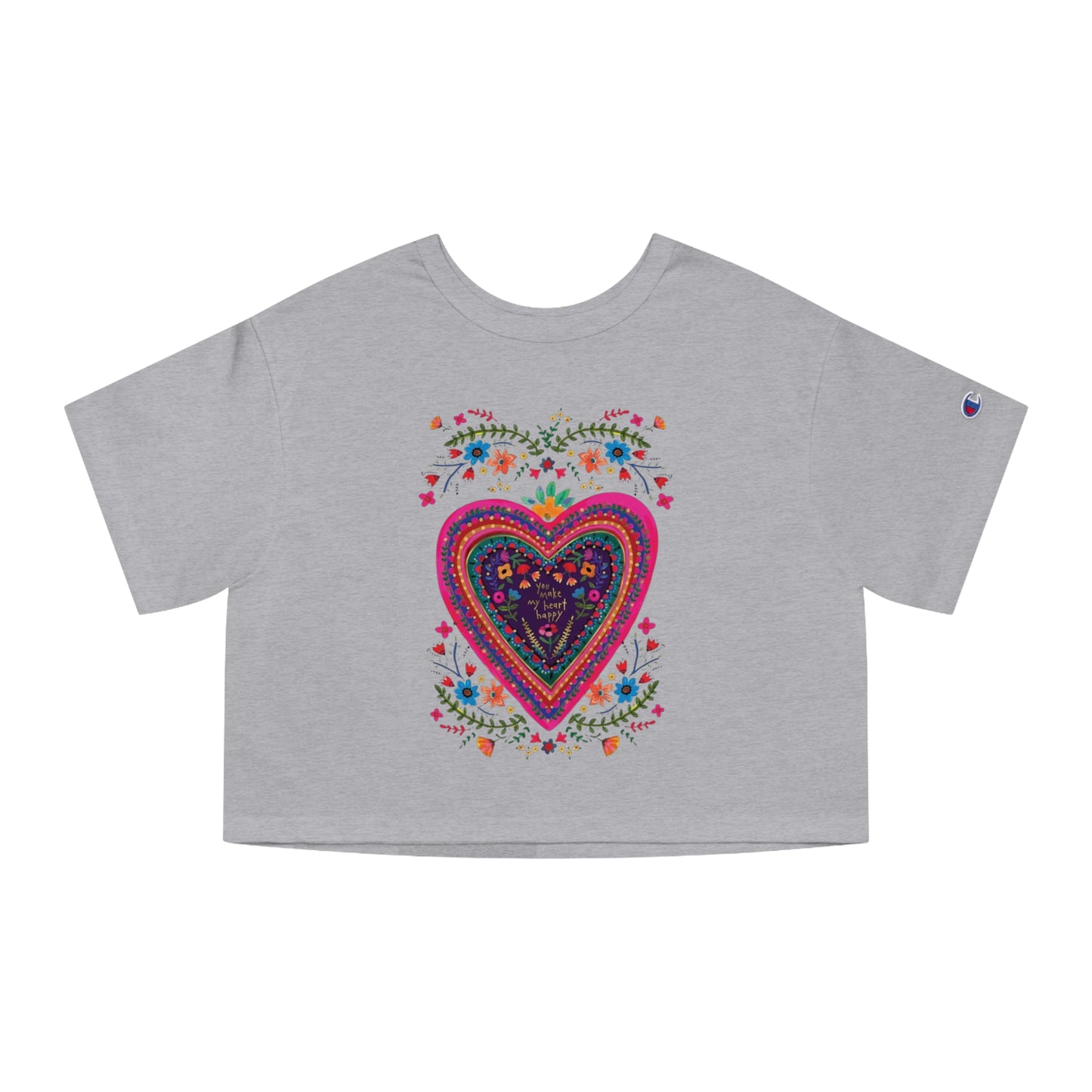Tee | You Make My Heart Happy Crop Tee | Floral Heart Shirt
