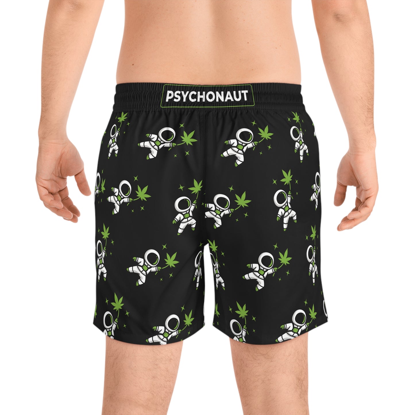 Men Swimwear | Custom Logo Pattern Swim Shorts | Black Branded Beach Shorts