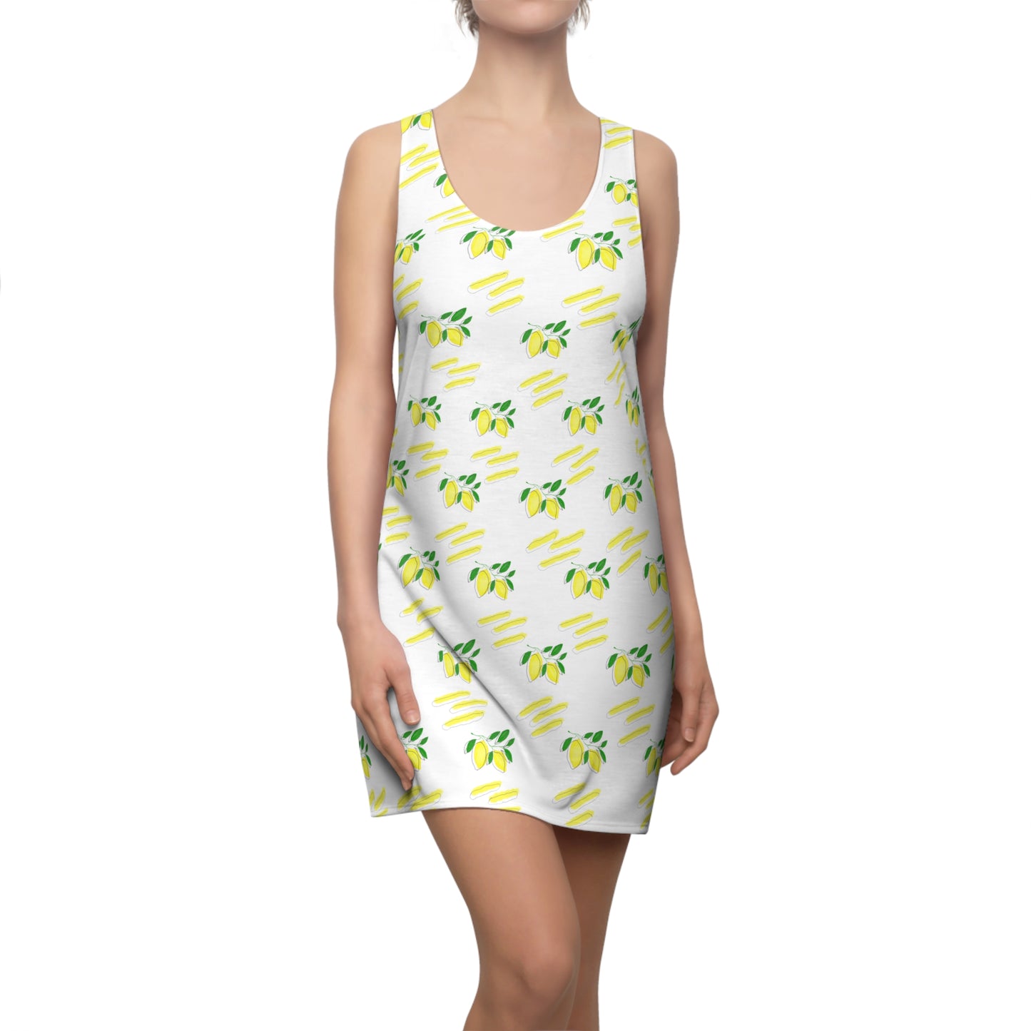 Summer Dresses | Lemon Pattern Racerback Dress | Women's Summer Graphic Dress