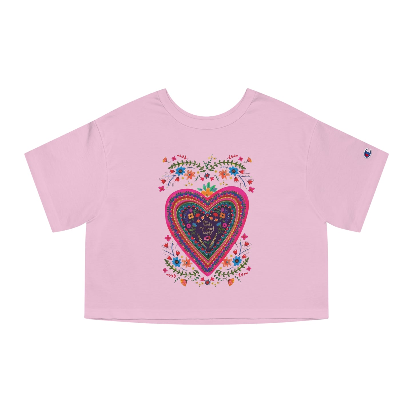 Tee | You Make My Heart Happy Crop Tee | Floral Heart Shirt