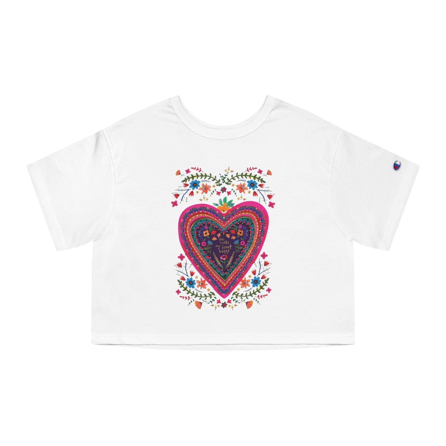 Tee | You Make My Heart Happy Crop Tee | Floral Heart Shirt