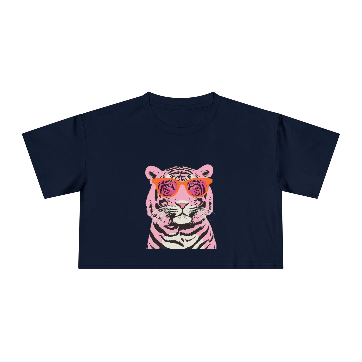 Tee | Pink Tiger Crop Tee | Cute Graphic Cotton Shirt