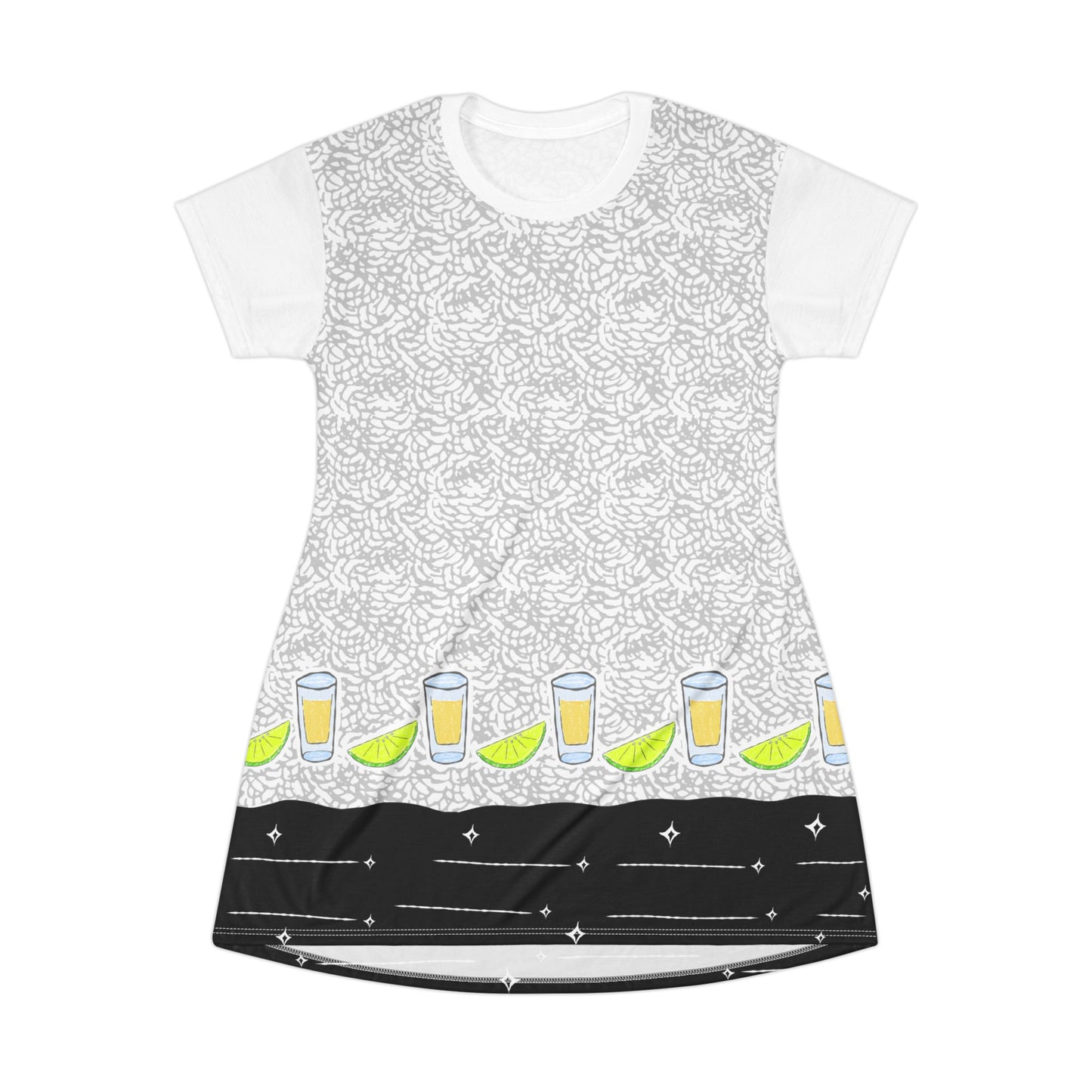 Summer Dresses | Lemon Shot Sketch Draw T-Shirt Dress | Cocktail Beach Dress