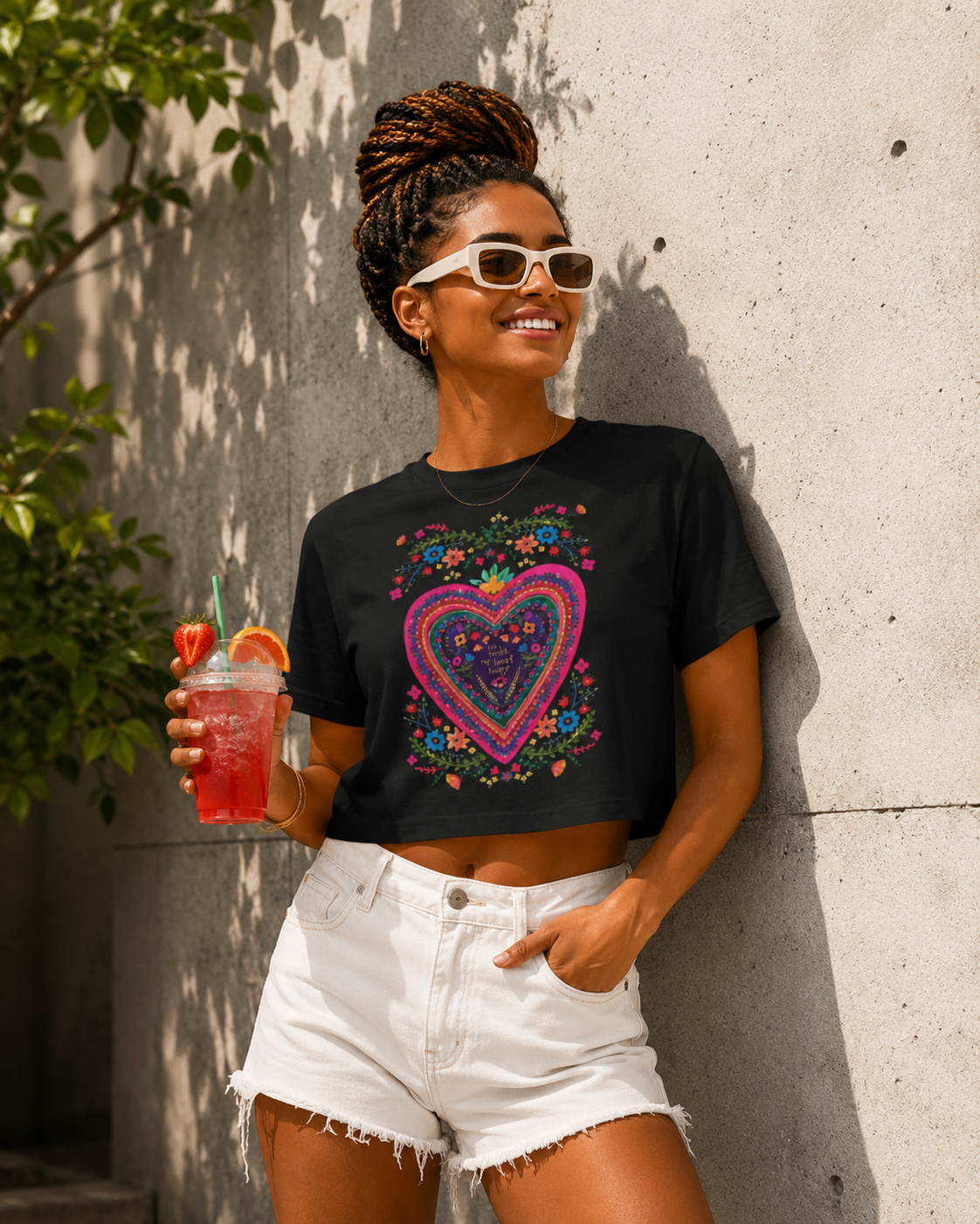 Tee | You Make My Heart Happy Crop Tee | Floral Heart Shirt