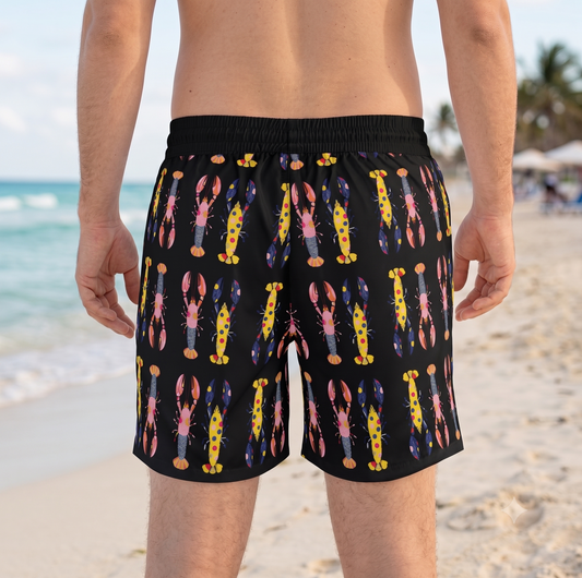 Men Swimwear | Lobster Swim Trunks | Men's Coastal Graphic Beach Shorts