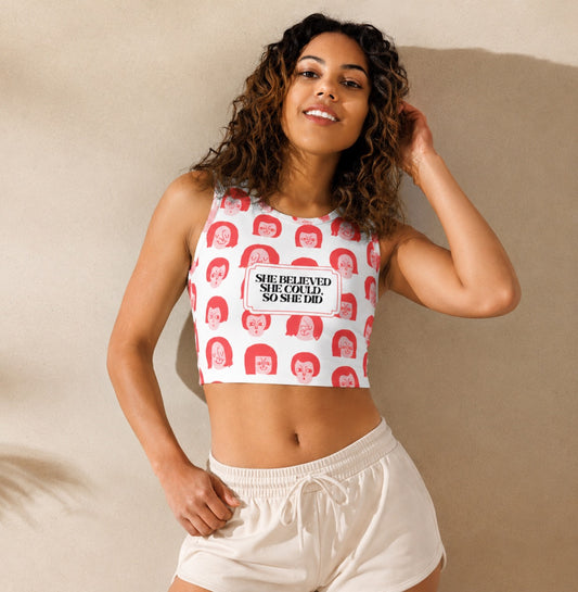 Crop Top | She Believed She Could – Faces Art Crop Top