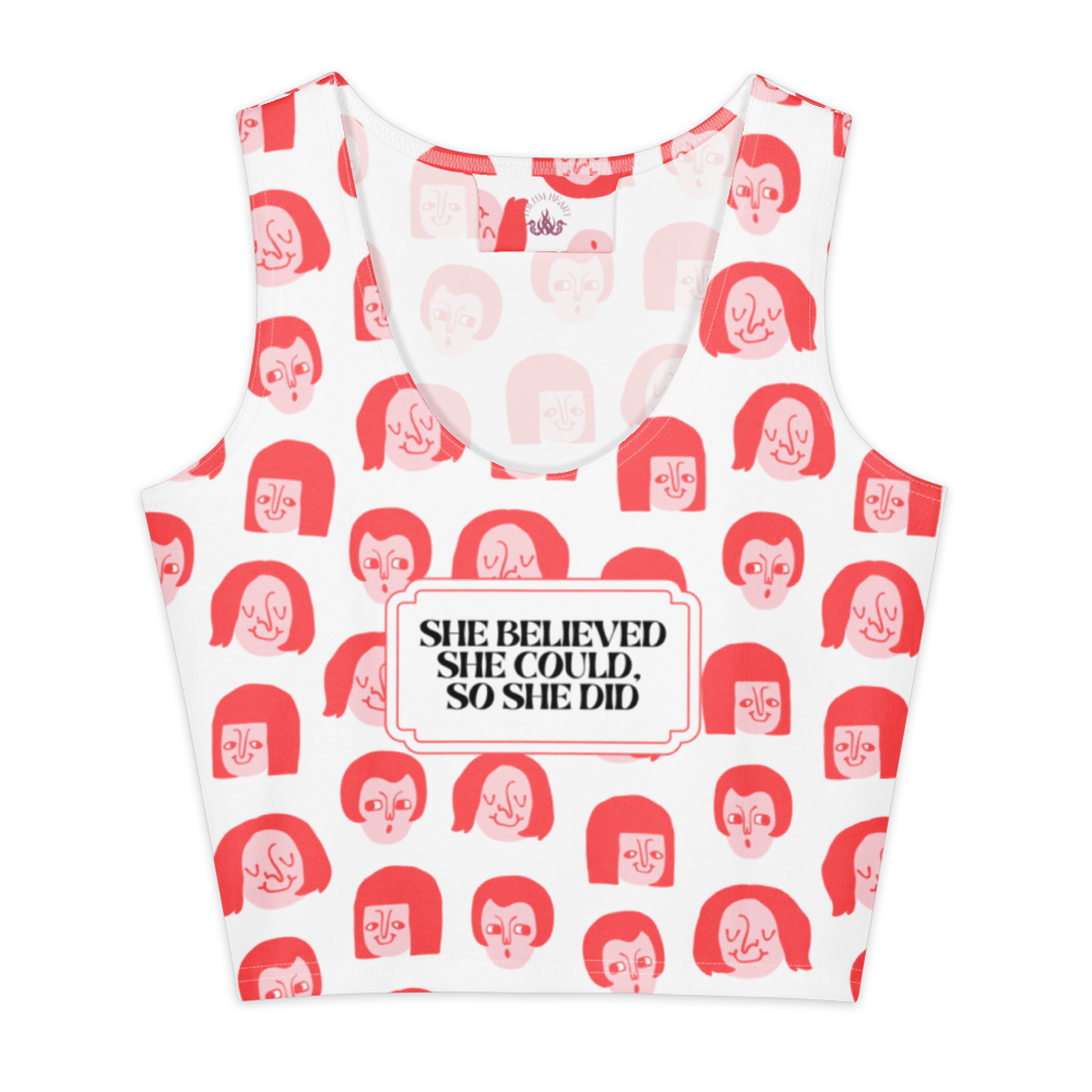 Crop Top | She Believed She Could – Faces Art Crop Top