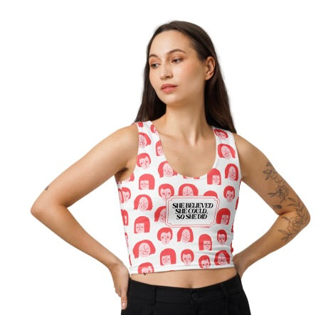 Crop Top | She Believed She Could – Faces Art Crop Top