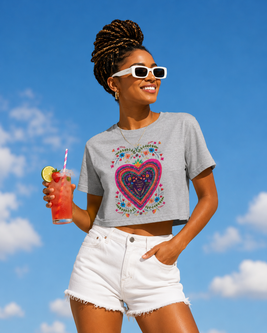 Tee | You Make My Heart Happy Crop Tee | Floral Heart Shirt